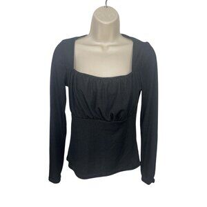 NEW LOOK Women's Size 8 Black Ribbed Seamed Blouse